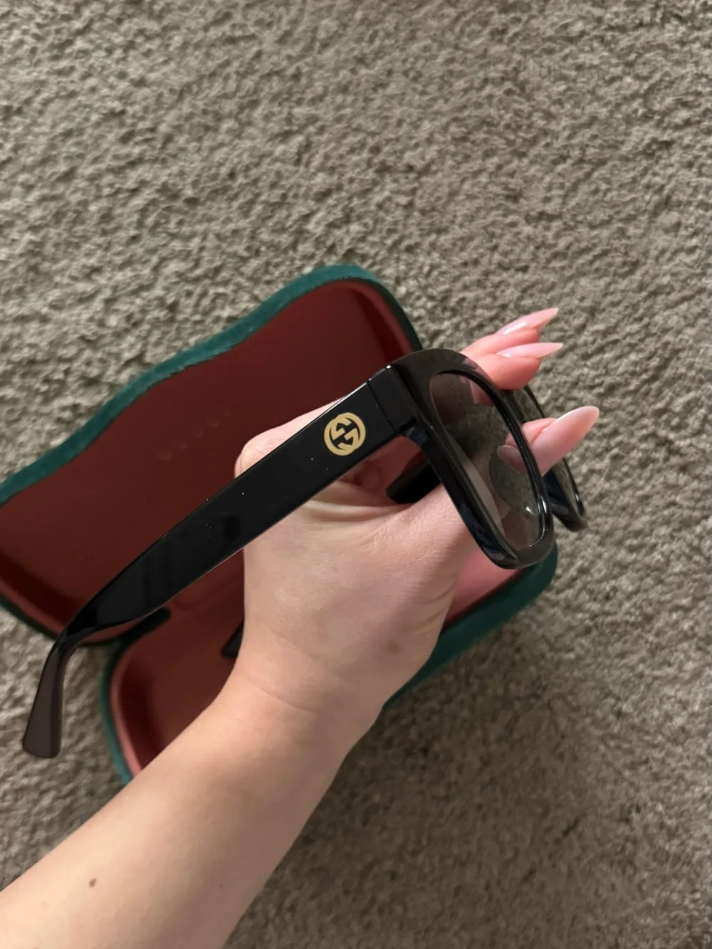 Gucci Black Square Oversized Sunglasses with Gradient Lenses